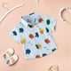 thumbnail image 4 of Gibobby blusas de cuello Camisetas de manga corta con estampado de cuadros a rayas para bebés y niños, camisetas informales con , camisetas tropicales con botones(Aqua, 18-24 Meses ), 4 of 5