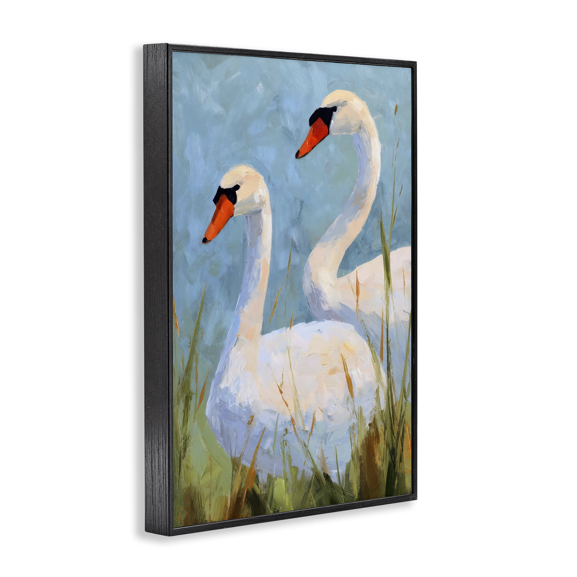 Stupell Industries Long Necks Swan Pear Black Framed Giclee Art, design by Petal Prints Design