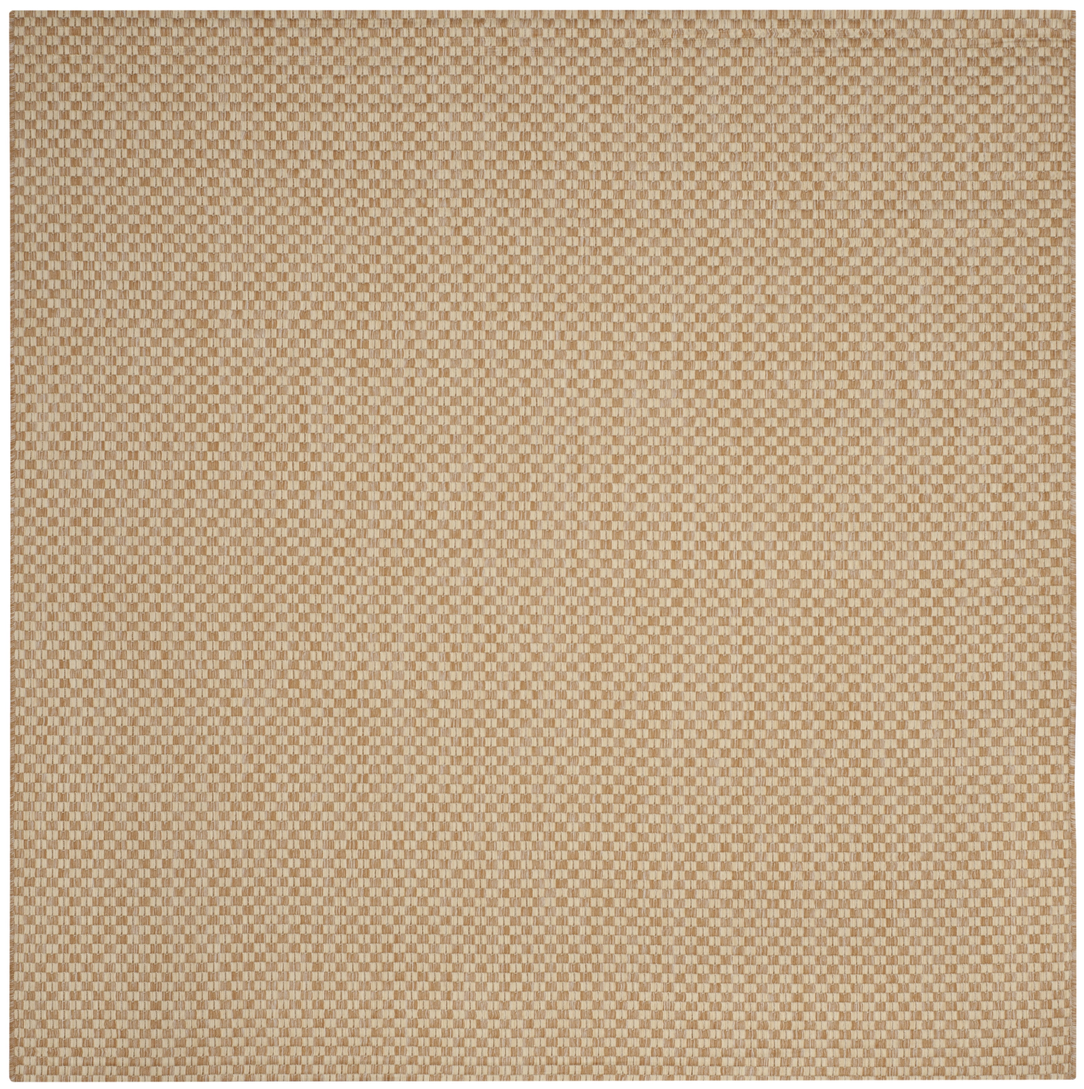 SAFAVIEH Courtyard Blair Checkered Indoor/Outdoor Area Rug, Natural/Cream, 4' x 4' Square