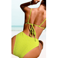 thumbnail image 2 of Meloria Swim And Fashion Lime Green Color Textured Padded Backless Sexy Bikini Sets, 2 of 5