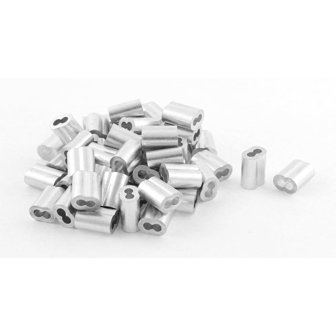50pcs Silver Tone Aluminum Sleeve for 2.5mm Steel Wire Rope Swage Clip