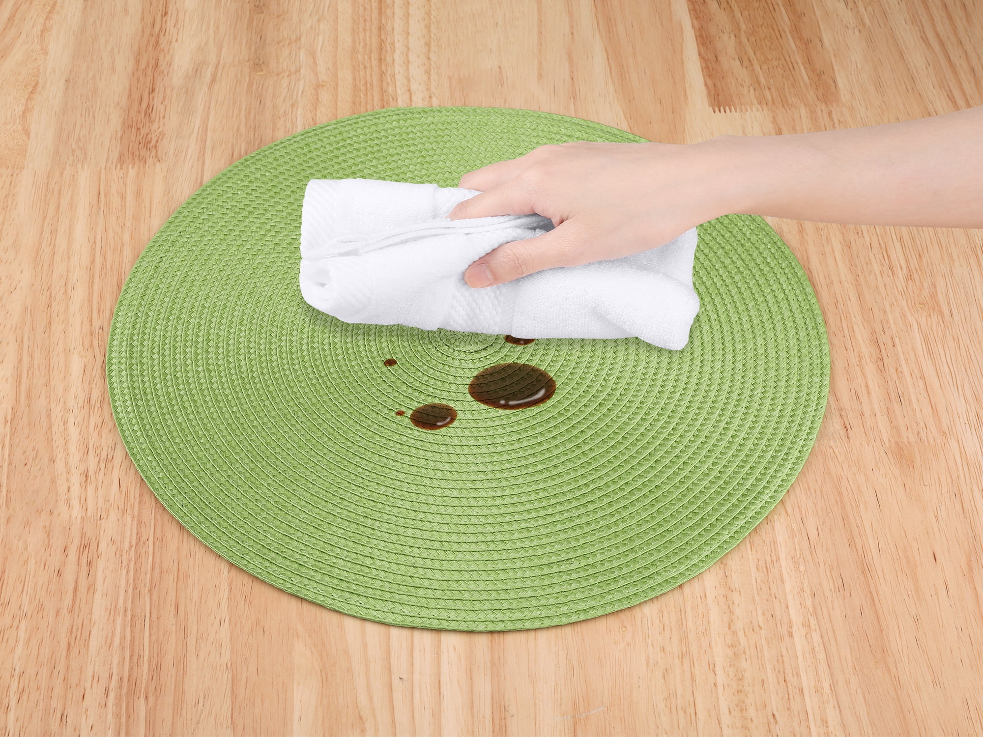 Unique Bargains Rustic Placemats Set of 6 Woven Placemats Green