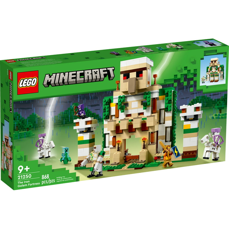 LEGO Minecraft The Iron Golem Fortress 21250 Toy Set, Playset Featuring a Crystal Knight and Golden Knight, A Fortress and a Giant Golem, Build and Display Minecraft Toy for 9 Year