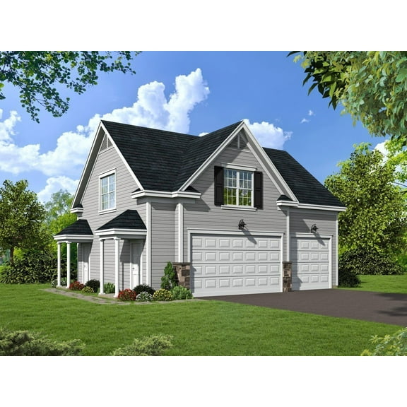 763-907: Traditional Garage apartment 1 Bed, 1 Bath Luxury Home Plan, 907 Sq Ft: Full Blueprints with License to Build by Home Plan Marketplace - Lesuto