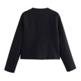 thumbnail image 4 of JGGSPWM Women's Casual Blazers Button Jacket Cropped Crew Neck Open Front Slim Long Sleeve Jacket with Pockets Tweed Outerwear Black#/001 L, 4 of 5