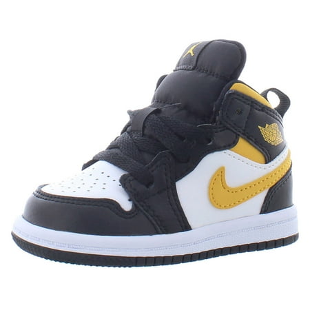 Nike Jordan 1 Mid Boys Shoes Size 4, Color: White/Pollen/Black