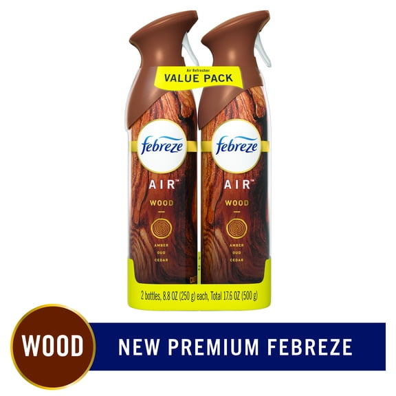 Febreze Air Odor-Eliminating Air Freshener, Wood, 2 Ct, 8.8 Fl Oz each