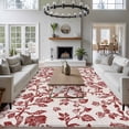 thumbnail image 5 of Pastoral Flowers Washable Area Rug 6 x 9 ft Retro Red Flower Farmhouse Linen Texture , Soft Non Slip Rugs Stain Repellent Indoor Felt Carpet for Living Dining Room Bedroom Home Office, 5 of 9