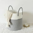 thumbnail image 5 of Large Woven Laundry Basket,Baby Laundry Basket,Cotton Rope Storage Bin,for Blankets,Decorative Tall Nursery Hamper for Living Room,Baby Nursery,Bathroom,Brown,L, 5 of 6