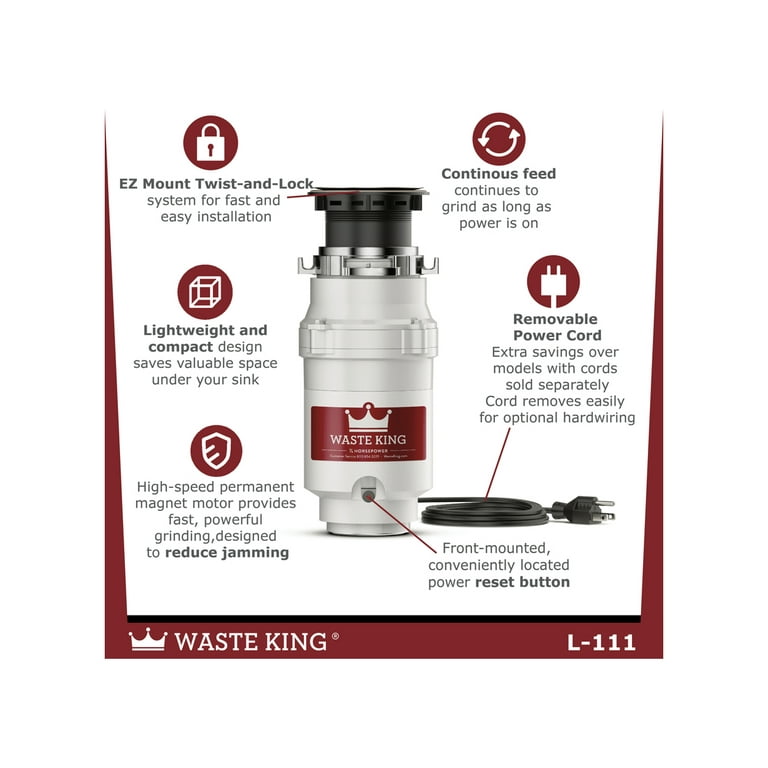Waste King, Garbage Disposer, 1/3 HP EZ-Mount, Continuous Feed