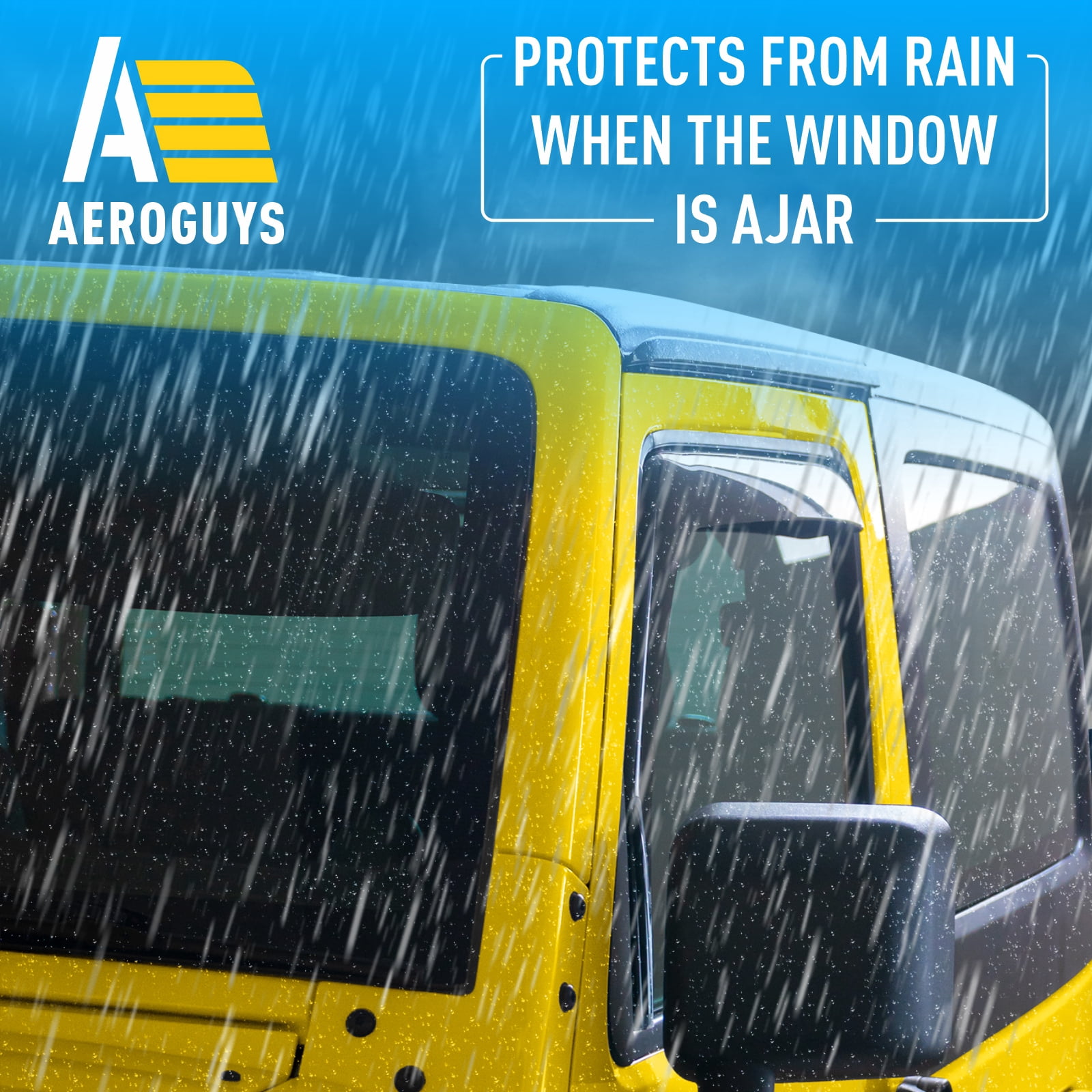 AEROGUYS In-Channel Window Deflectors Extra Durable Window Visors Rain Guards Fit for Jeep Wrangler JK 2-door 2007-2018, Sun Visors, Wind Vent Visors, Truck Accessories- 2pcs. AG0160