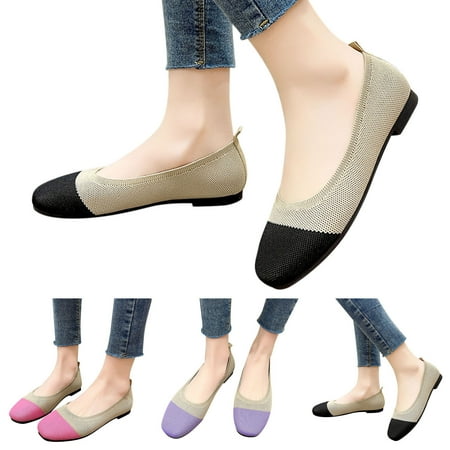 

Cathalem Fashion Spring And Summer Women Casual Shoes Flat Bottom Round Toe Fly Woven Mesh Breathable And Summer Shoes for Women Pink 7.5