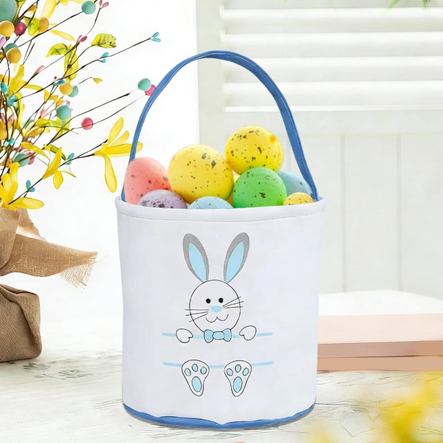Rewenti Easter Bunny Decorative Gift Bags Food Bags Candy Bags Handheld Storage Baskets Canvas Storage Bags