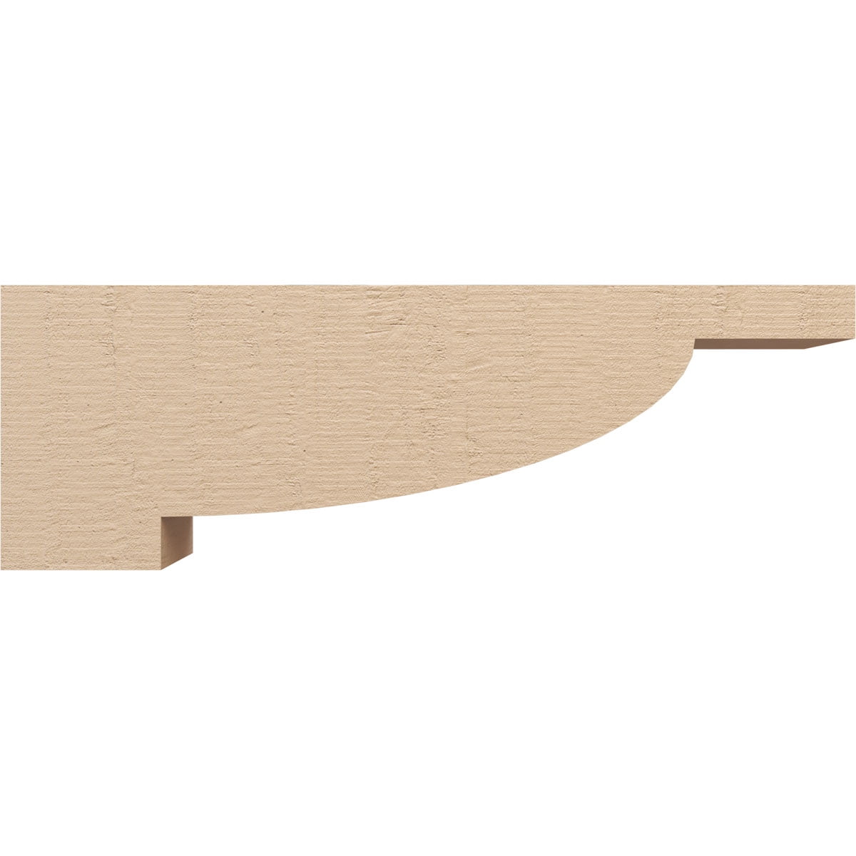 6"W x 36"D x 12"H Thin Alpine Rough Cedar Woodgrain TimberThane Corbel, Primed Tan