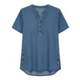 thumbnail image 7 of Women's Short Sleeve Denim Shirt Tunic Top with Stand Collar and Button Front, 7 of 7
