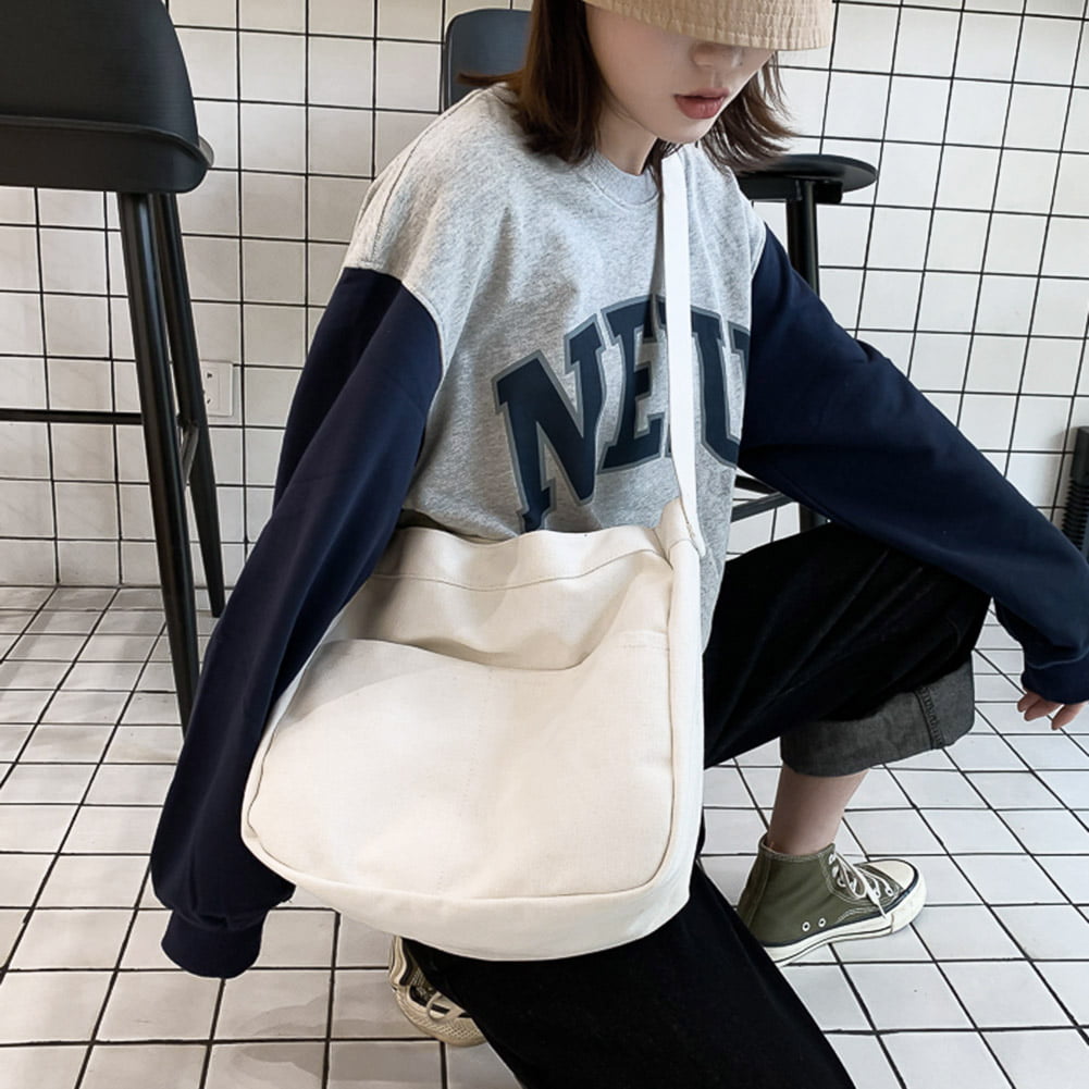 Ladies Large Capacity Shoulder Bag Casual Shoulder Messenger Bag for Women  Girls Teen White No Pendant 