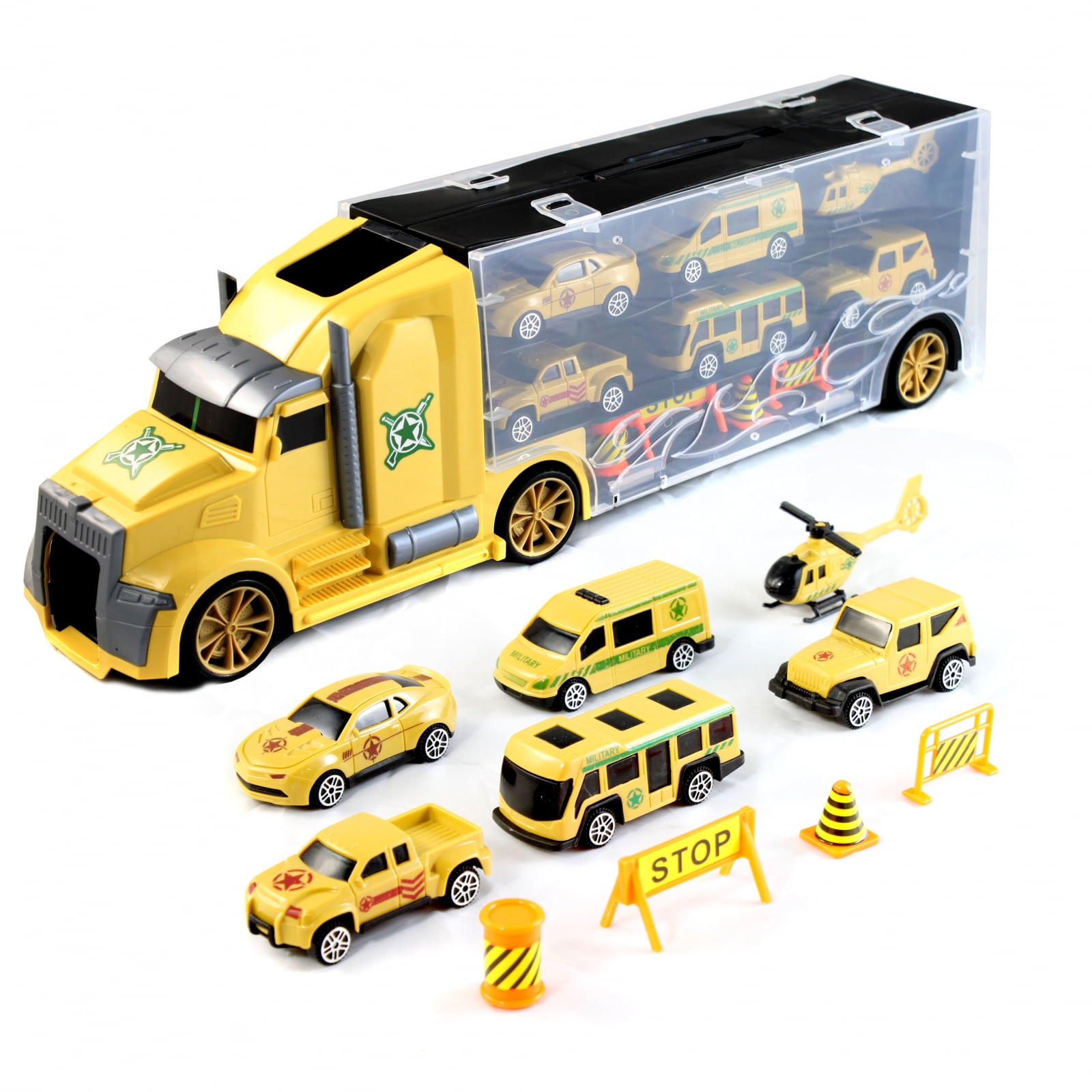 Kidplokio 11Pc Diecast Child Army Military Truck Toy Car Transporter |  Walmart Canada