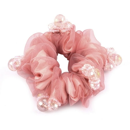 Plastic Beads Detail DIY Hairstyle Hairband Hair Tie Ponytail Holder Dark Pink - Walmart.com