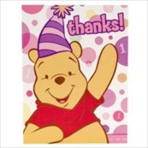 Disney Winnie Pooh 1st Birthday Thank Yous w/Envelopes 