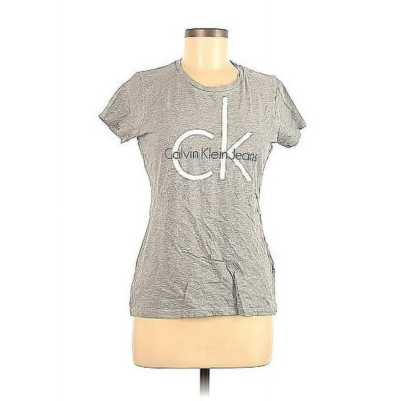 Calvin Klein Jeans Women'sÂ Short Sleeve Logo Tee (Light grey Heather, Large)