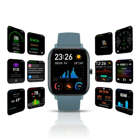Amazfit - GTS Smartwatch 42mm Aluminum - Steel Blue With Silicone Band