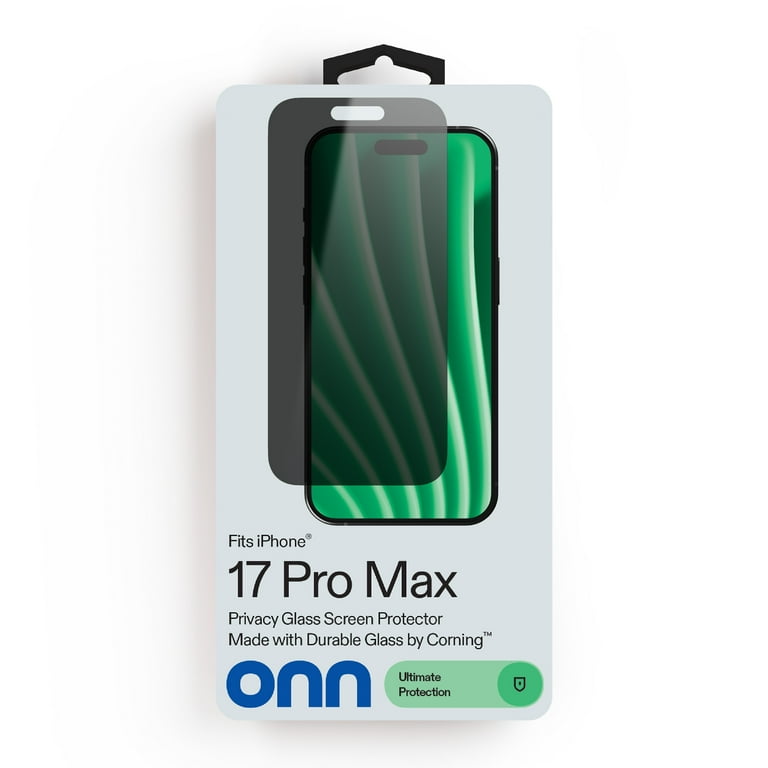 onn Privacy Glass Screen Protector for iPhone® 17 Pro Max, Made with Durable Glass by Corning™ for Ultimate Protection, Includes Easy Application Tray