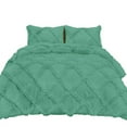 thumbnail image 2 of 100% Egyptian Cotton 3Pcs Diamond Ruffle Duvet Set Solid (Aqua Blue, Oversize King), 2 of 5