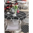 thumbnail image 4 of Outdoor Tablecloth with Umbrella Hole and Zipper, Black Morocco Round Table Cloth 60 Inch Waterproof Tablecloth, Boho Vintage Quatrefoil Geometric Plaid Picnic Table Cover for Patio Camping, 4 of 7