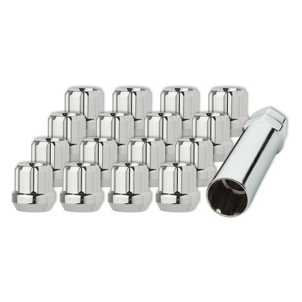 16 Chrome 7/1620 Open End Spline Tuner Lug Nuts for Aftermarket Wheels