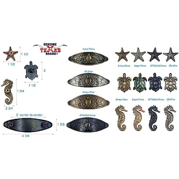 Set of 6 Coastal Collecton Drawer Handles in Copper Patina