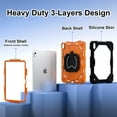 thumbnail image 2 of SaniMore Case for iPad 10th Generation 10.9" 2022, Shockproof Bumper Shoulder Strap 360° Rotating Handle Bracket + Pencil Holder Tri-layer Hybird Anti-drop Kids Shell, Black+Orange, 2 of 8
