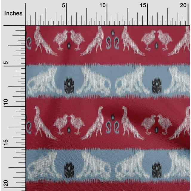 oneOone Polyester Lycra Fabric Stripe|Bird & Monkey Ikat Printed Craft Fabric BTY 56 Inch Wide