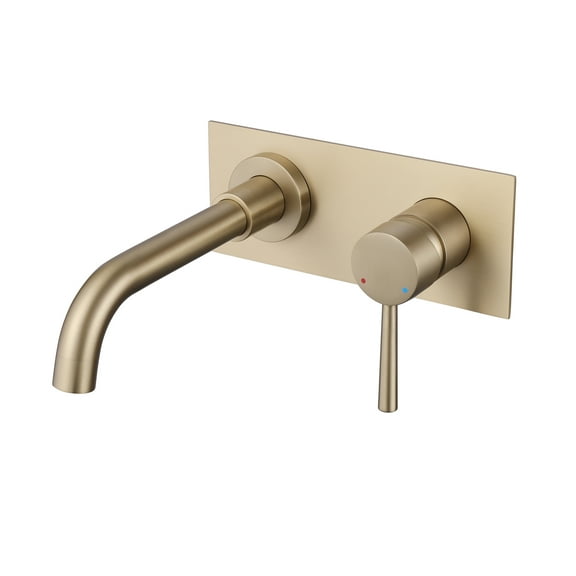 Solid Brass Bathroom Sink Faucet, Wall Mounted Single Handle Basin Faucet