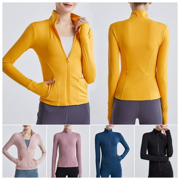 Best Hot Yoga Clotheswomen's Yoga Jacket - Slim Fit, High Collar,  Thumbholes, Zippered