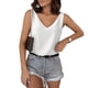 thumbnail image 2 of Camiseta sin mangas de seda satinada con cuello en V para mujer - Blusa básica de tirantes de poliéster para verano con estampado floral, 2 of 6