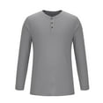 thumbnail image 4 of UAMVSH Men's Slim Fitted Long Sleeve Shirts Solid Color Casual Henley V-Neck T-Shirts Soft Fall Basic Vacation Work Lounge Tops(XX-Large,Gray), 4 of 5
