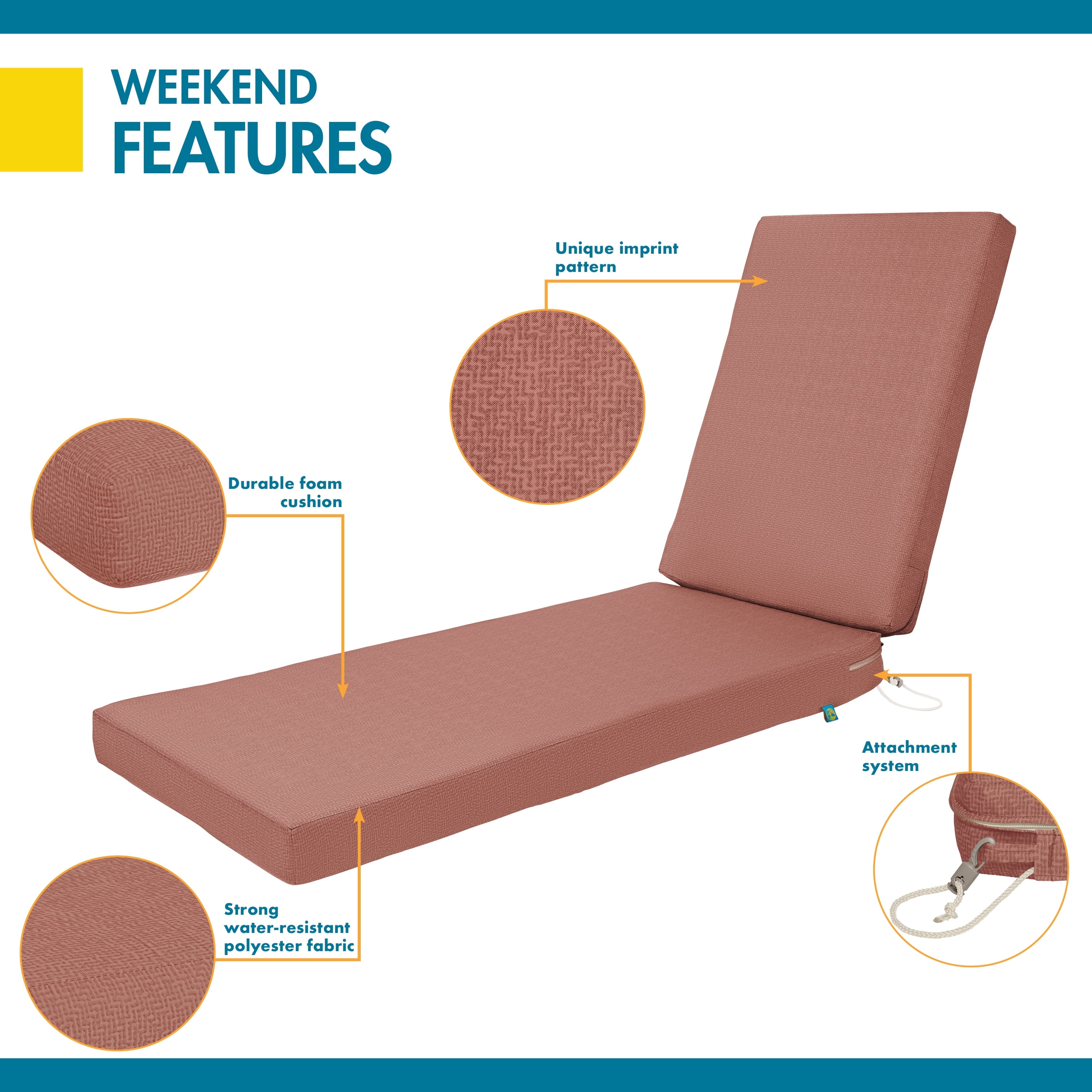 DUCKCOVERS® Weekend All-Weather Outdoor Chaise Cushion