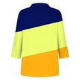 thumbnail image 4 of New summer arrivals Olyvenn Women's 3/4 Sleeves V Neck Button Collared Shirts 2025 Basic Cute Tunic Tees Dressy Casual Color Block Tops Blouses Work Shirts Yellow 4-6, 4 of 5