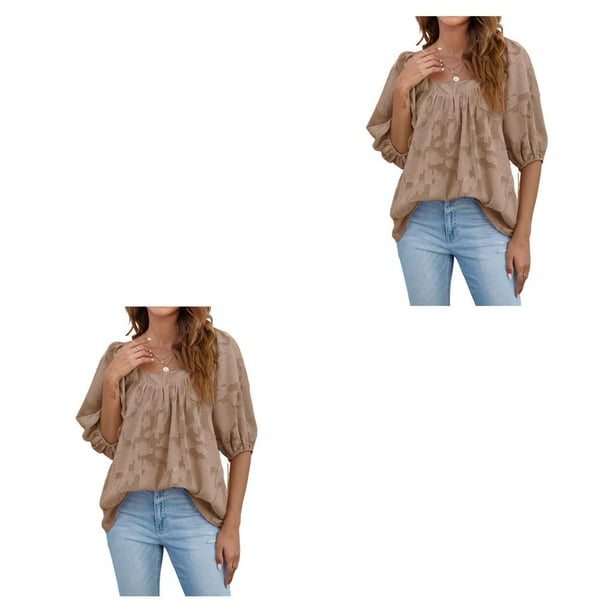 Blusa informal para mujer Qarigey Café S 2piezas