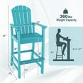 thumbnail image 3 of Gymax Set Of 2 Outdoor HDPE Bar Height Stool Patio Tall Chair Armrest Footrest All Weather Turquoise, 3 of 10