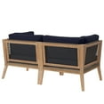 thumbnail image 3 of Lounge Loveseat Sofa, Blue Navy Natural, Teak Wood, Outdoor Patio Balcony Cafe Bistro Garden Hospitality Restaurant, Modern Contemporary HB34446, 3 of 8