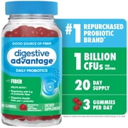Digestive Advantage Probiotics For Women And Men, Prebiotics Fiber For Gut Health, Strawberry Flavor, 60 Gummies