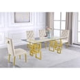 thumbnail image 3 of Rectangular Clear Glass 5pc Dining Set with Gold Stainless Steel Base, 3 of 5