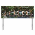 thumbnail image 3 of Shutters Headboard, Wooden House with Shutter at Windows Fence Flower Trees Blooms Dream Art, Upholstered Decorative Metal Bed Headboard with Memory Foam, Full Size, Red Green Brown, by Ambesonne, 3 of 4