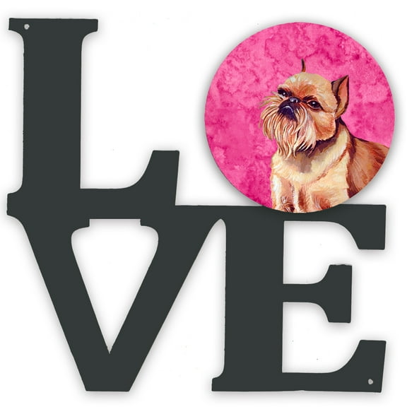 Carolines Treasures LH9359PKWALV Pink Brussels Griffon Metal Wall Artwork LOVE 12X12 multicolor