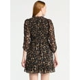 thumbnail image 4 of Time and Tru Women's Smocked Chiffon Mini Dress with Long Sleeves, Sizes XS-XXXL, 4 of 6