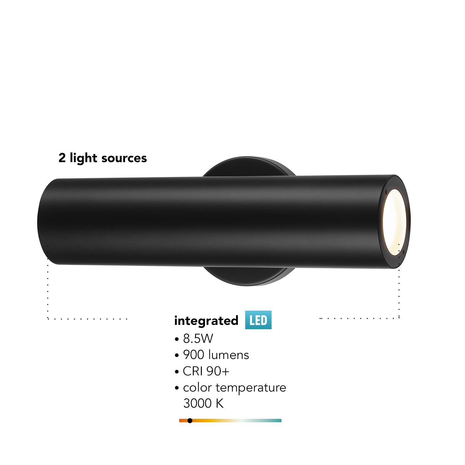 Globe Electric Matteo 20W LED Integrated Matte Black Up/Down Outdoor Wall Sconce with Frosted Glass Diffusers