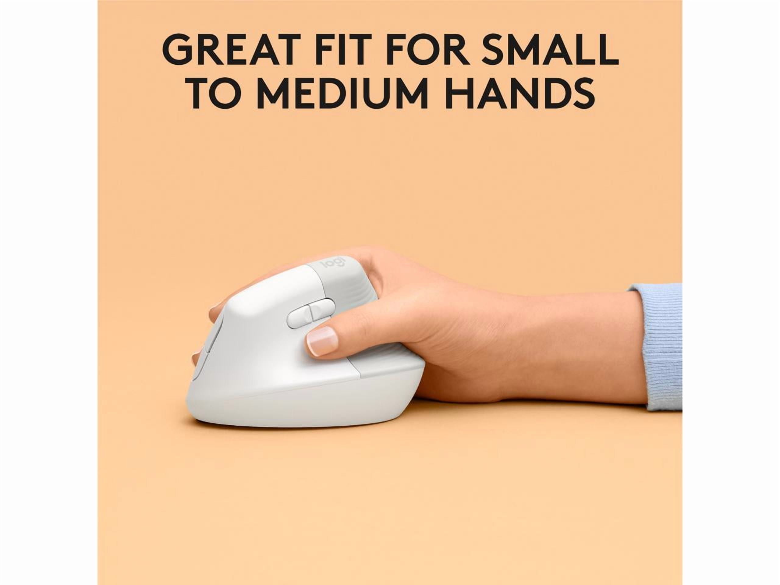 Logitech Lift for Mac Wireless Vertical Ergonomic Mouse, Bluetooth, Quiet Clicks, Silent Smartwheel, 4 Customizable Buttons, Off White