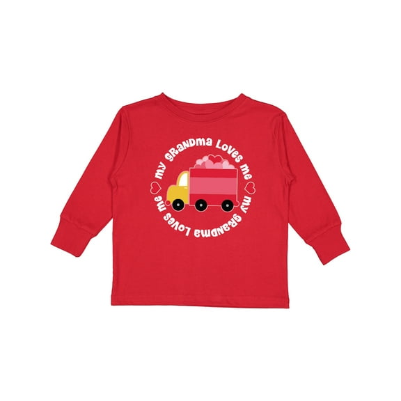 Inktastic Grandma Loves Me Valentine Truck Kids Boys or Girls Long Sleeve Toddler T-Shirt