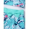thumbnail image 6 of YEAHDOR Kids Girls 3Pcs Swimsuit Asymmetrical Floral Print Swimming Tops with Skirt Briefs Set for Pool Beach, 6 of 7
